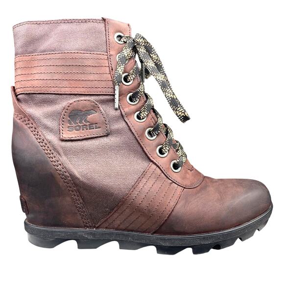 Sorel Women's Lexie Brown Leather Hidden Wedge Ankle Boot Size US 10.5 - Picture 1 of 10